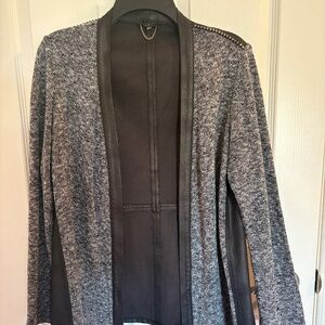 VEX black knit/pleather cardigan 🖤🩶